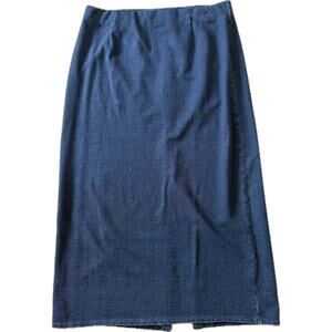 J.Jill PureJill Indigo Denim Chambray Blue Soft Midi Skirt Medium Stretch Modest